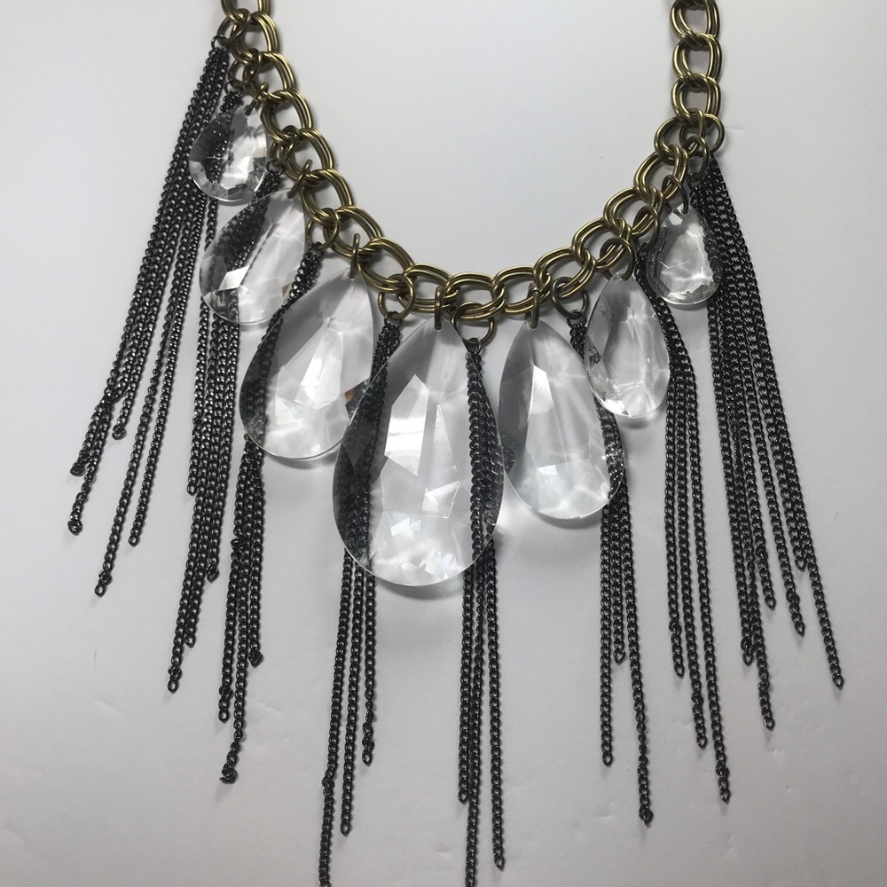 Joan Rivers - Elegant Crystal and Black Chain Necklace
